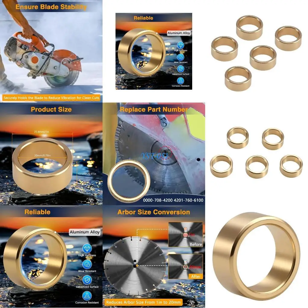 

E15A Blade Arbor Adapters, Sawer Blade Bushings 1inch Hole to 20mm Reducers Rings
