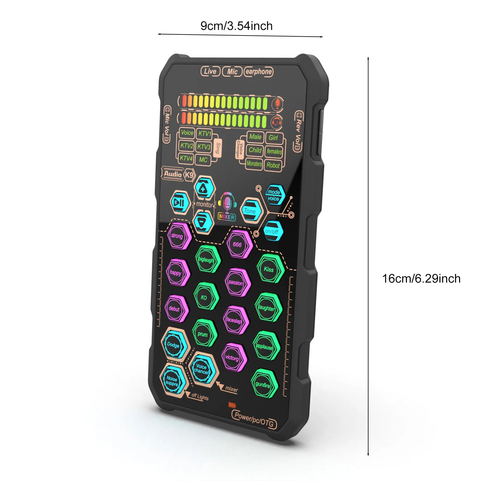 DJ Karaoke Equipment K9 يده لايف كارت الصوت مجموعة لوحة الصوت مع تغيير الصوت لبوداستينغ البث الغناء تسجيل