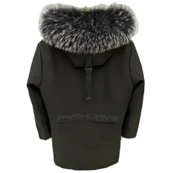 Nuovi parka invernali per uomo 2023 New Business Casual con cappuccio in pelliccia di volpe soprabito lungo rimovibile Rex Rabbit Liner cappotti di pelliccia caldi