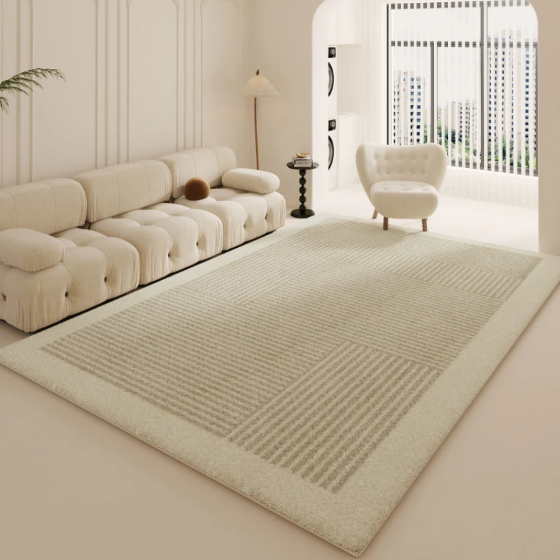 Simple Lines Living Room Decoration Carpet Modern Bedroom Bedside Plush Carpets Light Luxury Study Room Cloakroom Non-slip Rug