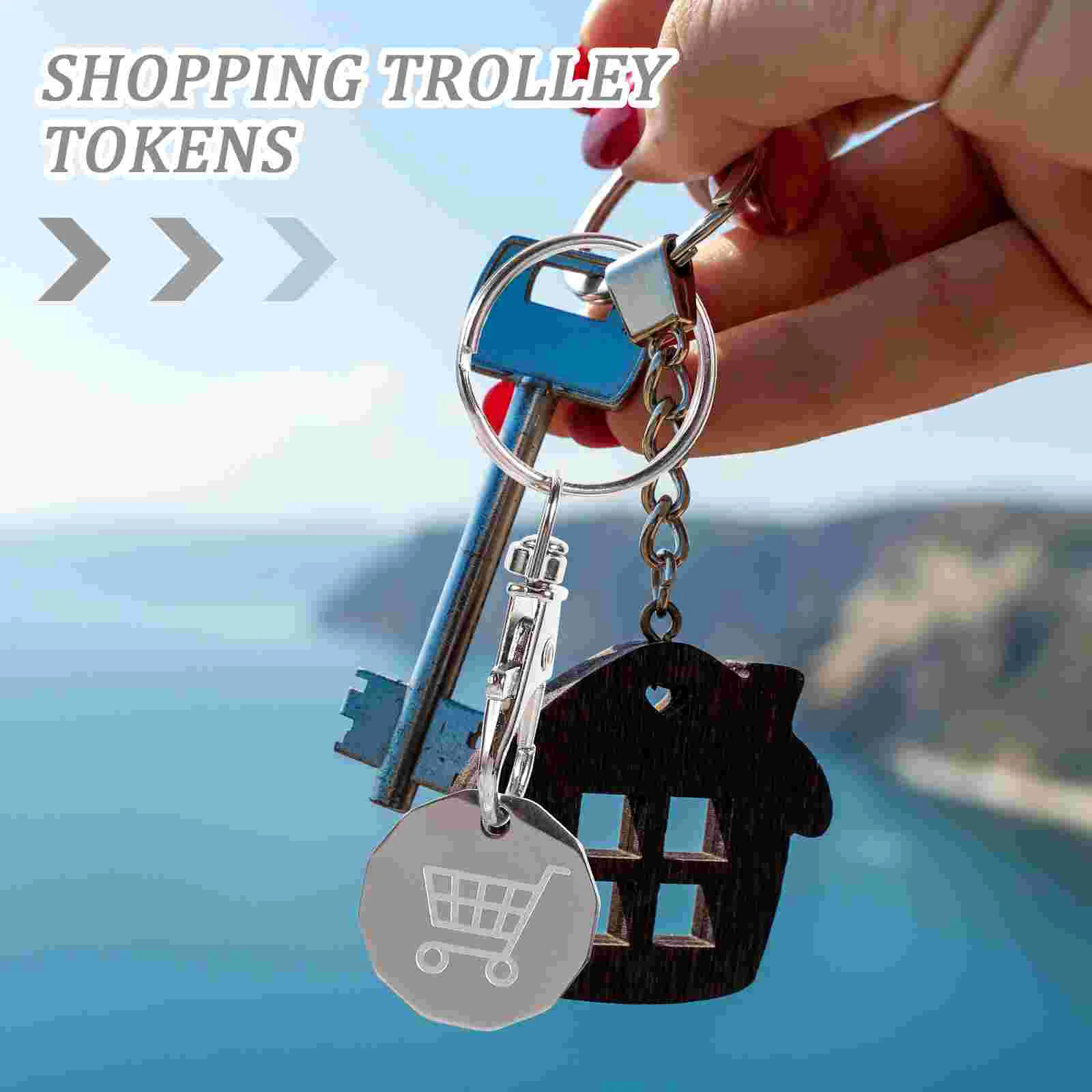 4 ชิ้นรถเข็น Tokens Key แหวนเครื่องประดับโลหะขนาดเล็ก Tokens รถเข็น Tokens Key Chain เครื่องประดับ