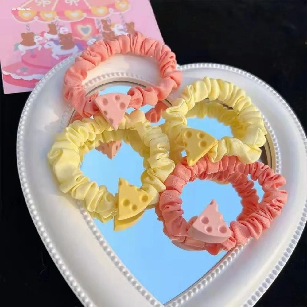 Cheese Heart Wrinkle Hair Band Ponytail High Elastic Sweet Hair Rope Little Fresh No Harm Bow Headband Women Girl Hair Accessory