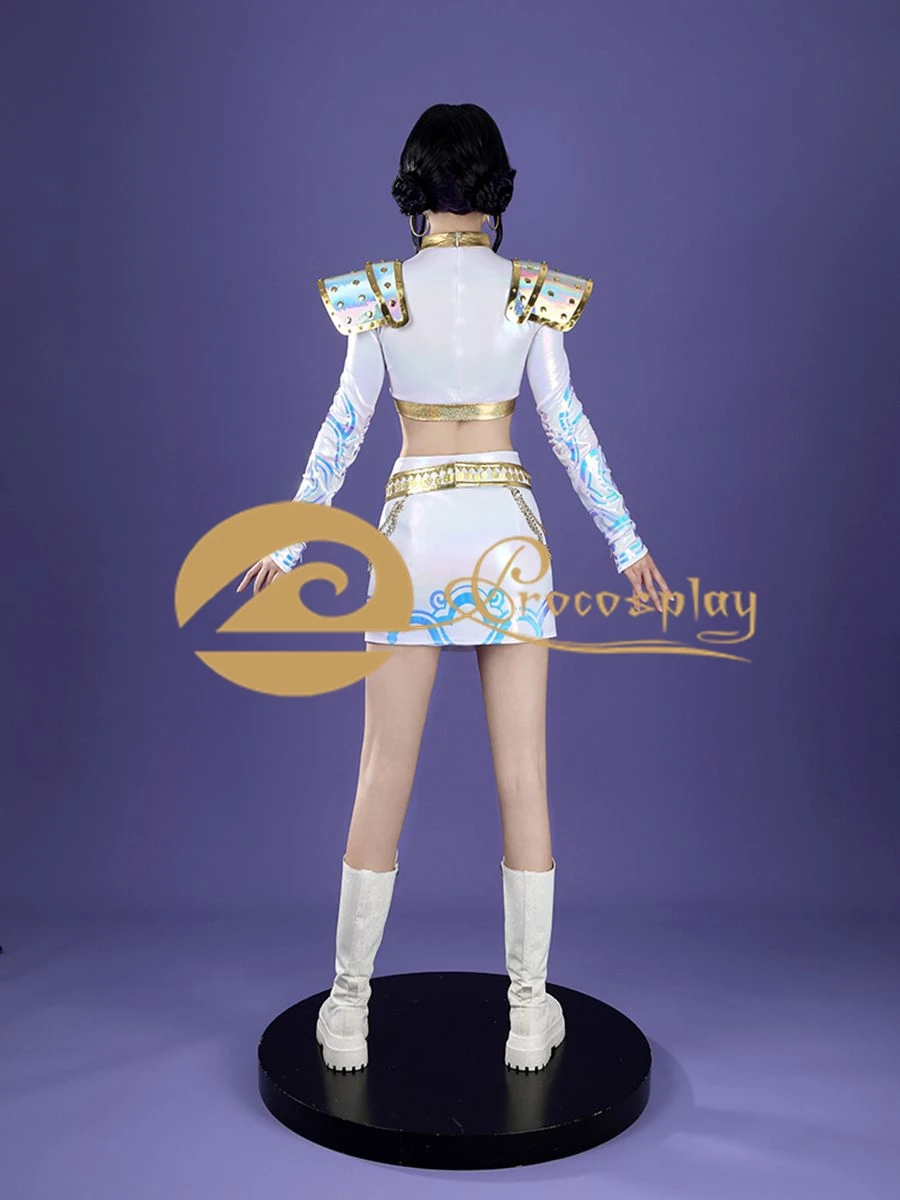 Zoey Cosplay Kostuum Zoey Wit Goud Outfit voor Vrouwen Halloween Party Rollenspel