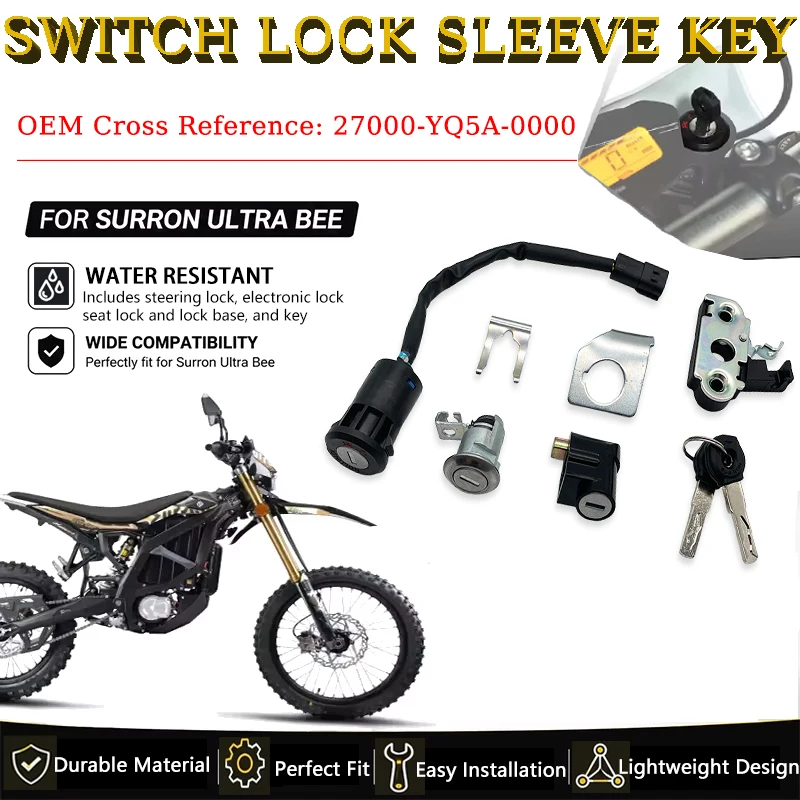 Motorcycle Accessories Switch Lock Kits Start Ignition Key Sleeve Complete Set For Surron SUR-RON Ultra Bee Electric Dirt Bikes