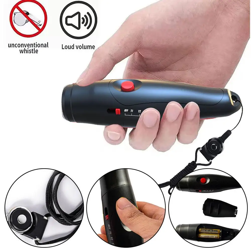 1Pc Black Superior-3-Tone Electronic Sports Whistle With Lanyard For Coaches School Teacher Sports Enthusiasts Outdoor Whistle