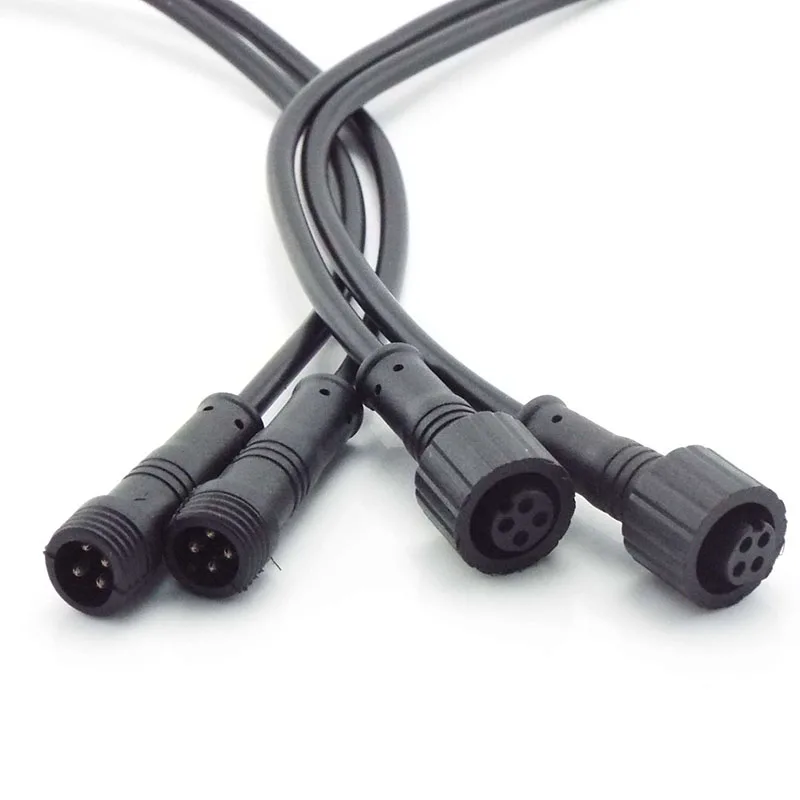 5pcs/Lot Waterproof Power Cable  Male Female 2Pin 3Pin 4Pin Jack Plug Adapter Connector Wire 500V 3A Connector 20cm Cords C3