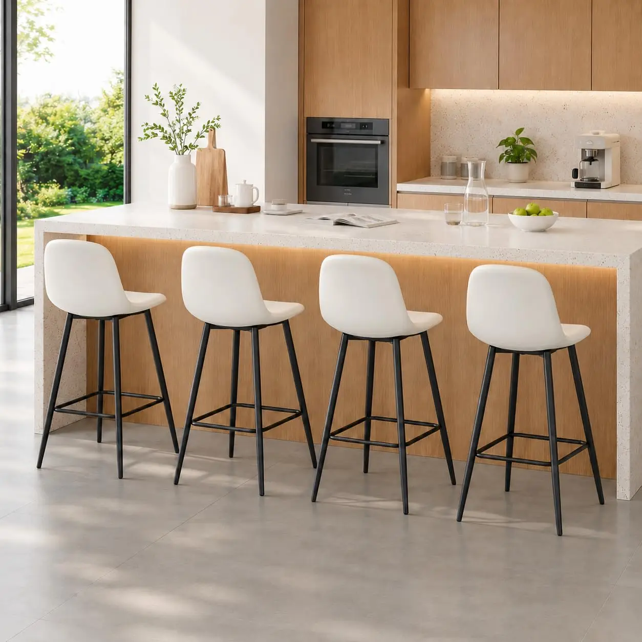 White Bar Stools Set of 4, 24 Inch Counter Height Bar Stools, Customized