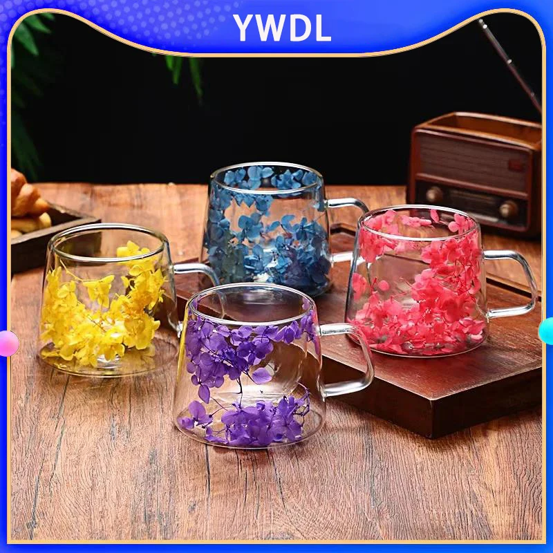 

For YWDL 1/2/4pcs Double Wall Coffee Mug Heat-resistant Espresso Cup Clear Glass Cup For Cappuccino Tea Water Drinkware Gift