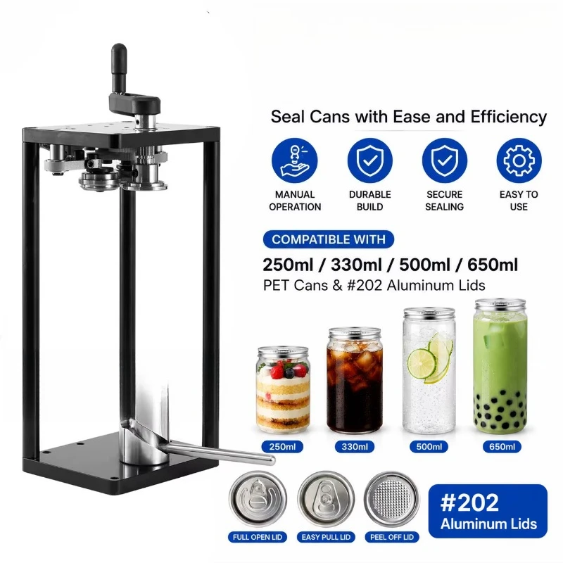 Creative can sealer Commercial beverage cake packaging tool Disposable PET milk tea can sealer Manual sealing aluminum