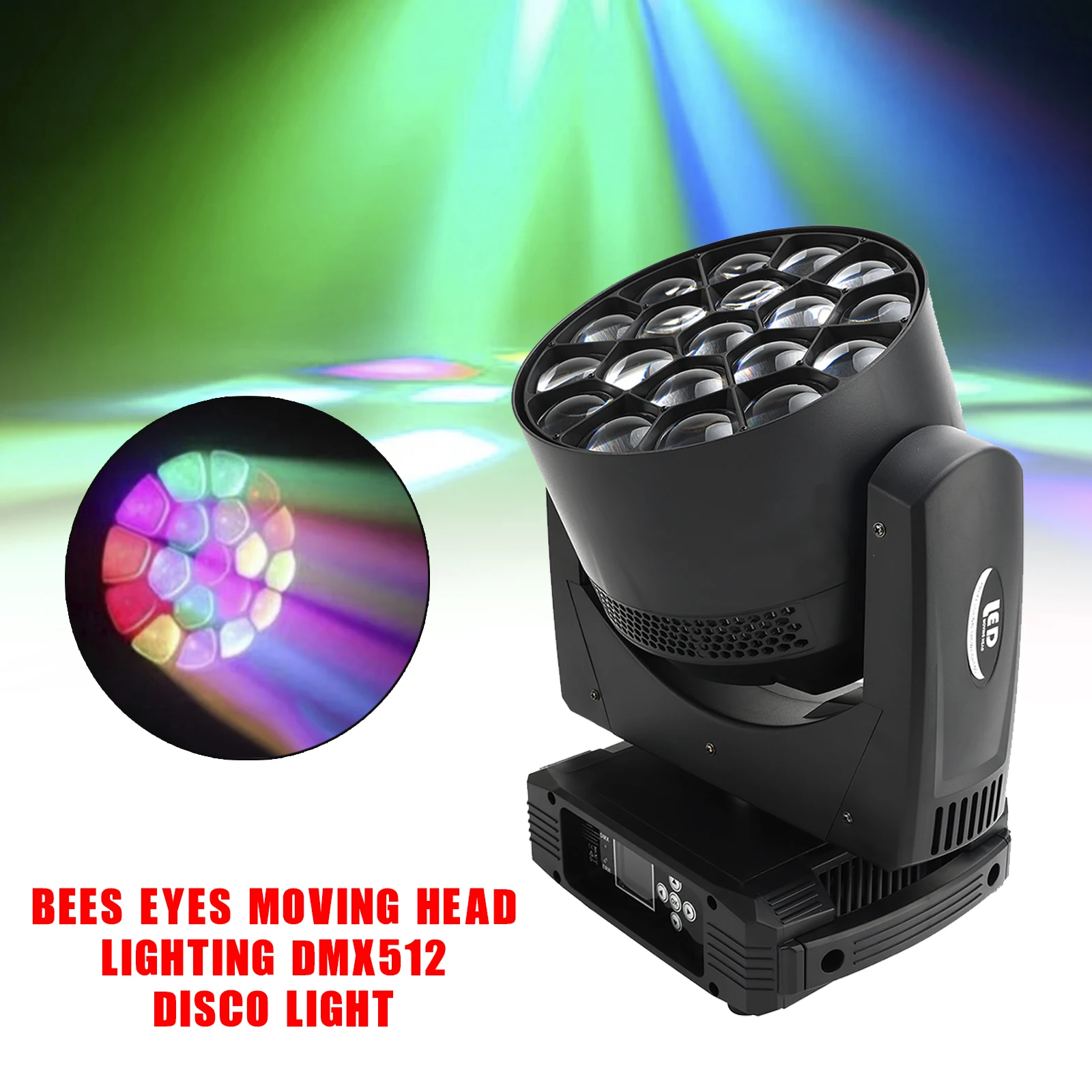

19x15W LED RGBW Beam Wash Big Bees Eyes Moving Head Lighting DMX512 Disco Light