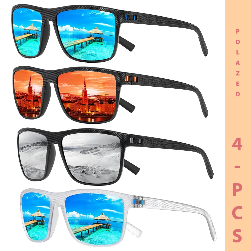

CRIXALIS 4PCS Polarized Sunglasses for Men, Lightweight Sun Glasses Women with UV Protection for Driving Fishing Golf
