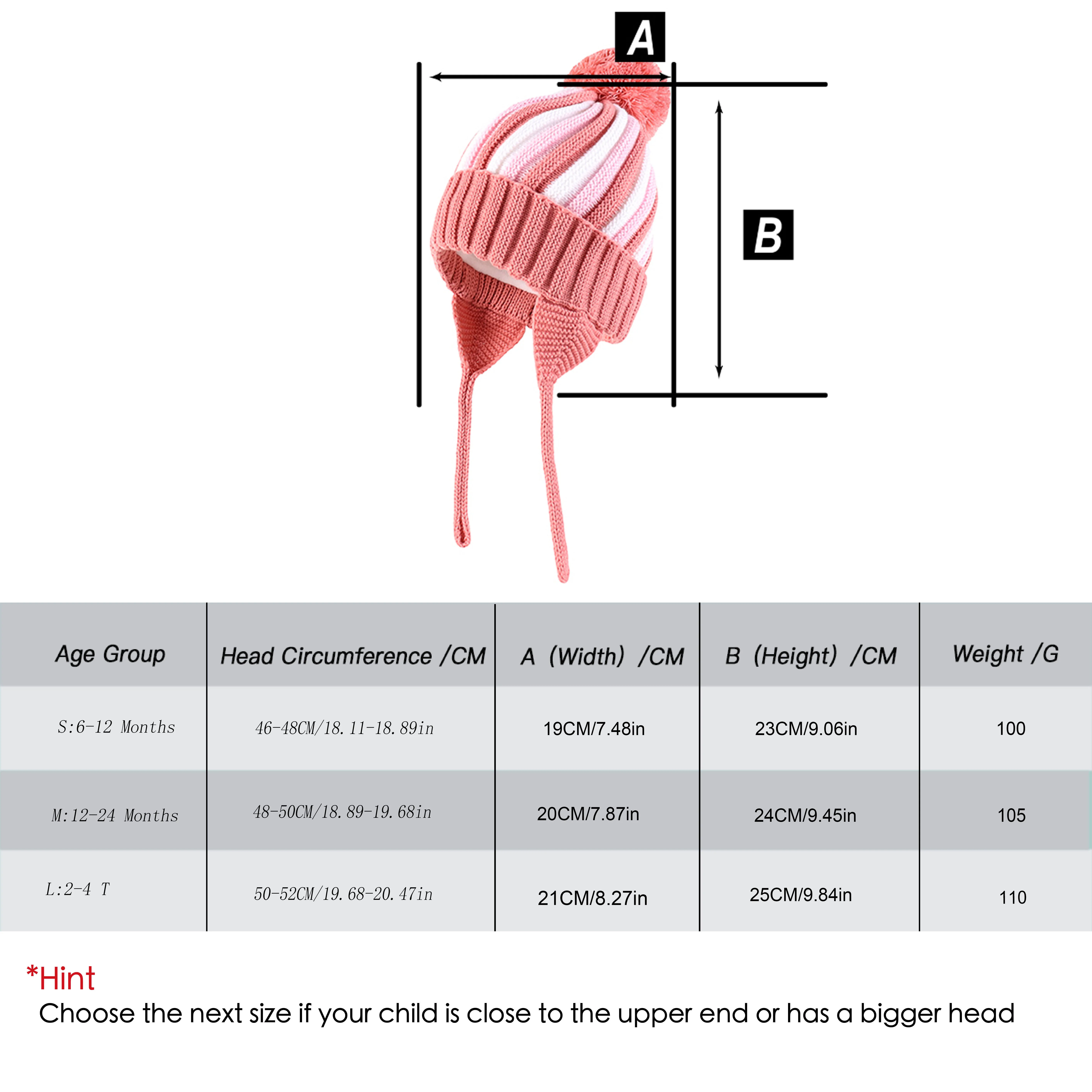 Niedliche Bommel-Babys-Wintermütze, Säuglings-Ohrenklappe, gestrickt, warme Mütze für Jungen, Mädchen, Kleinkinder, Kinder, mit Fleece gefütterte Mütze