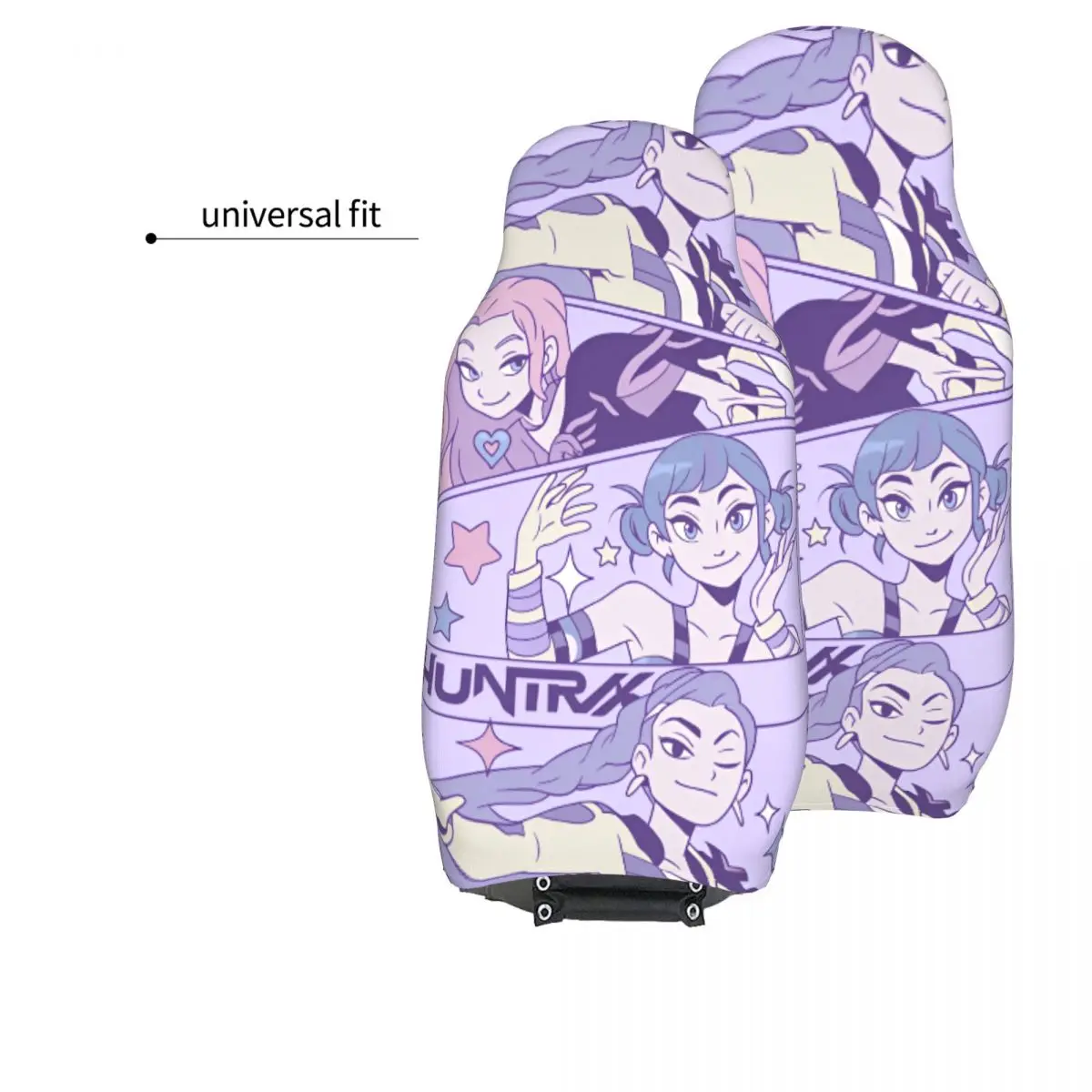 أغطية مقاعد السيارة KPop Demon Hunters قابلة للتمدد من قطعتين أغطية مقاعد السيارات غطاء بوليستر داخلي ممتاز