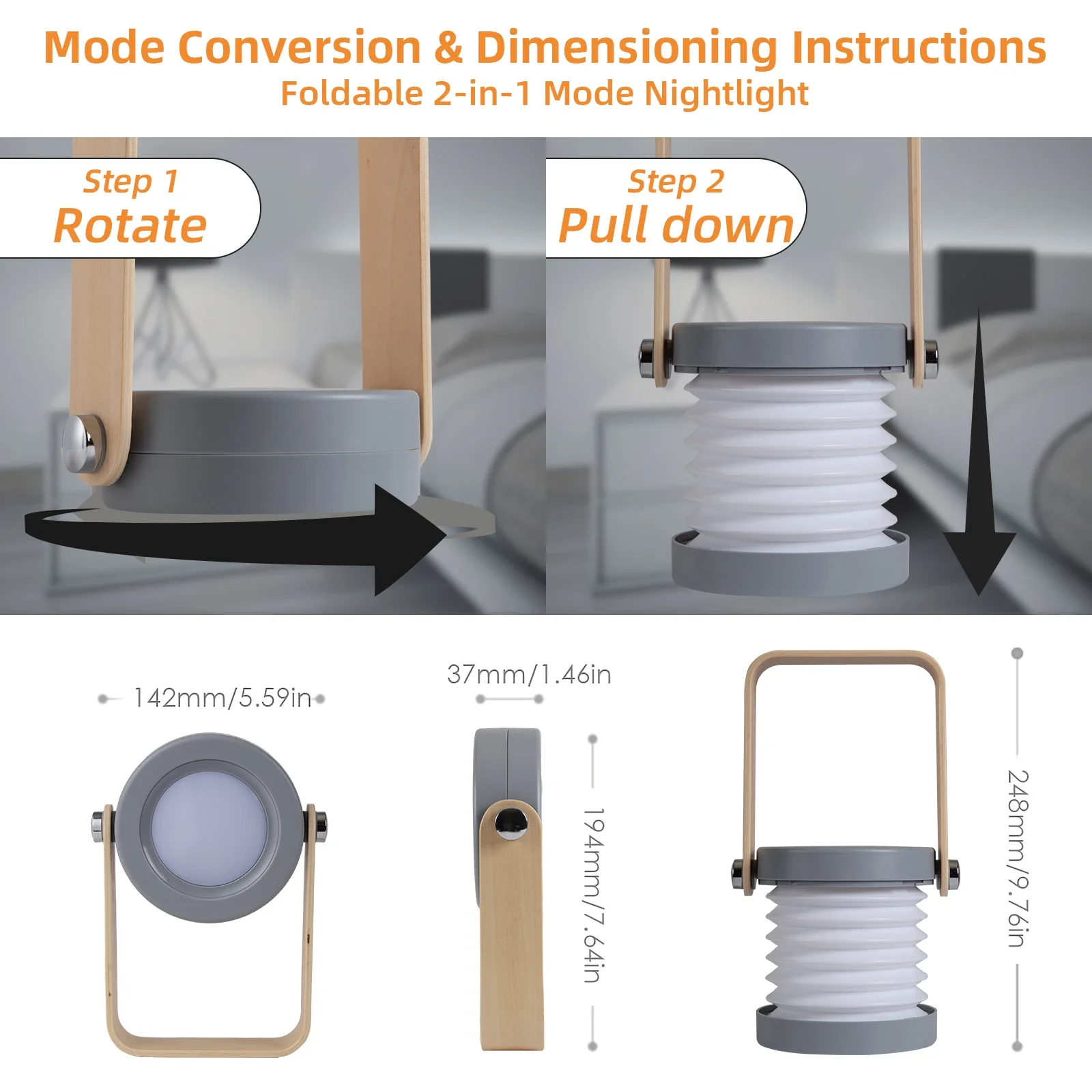 Lampada da tavolo pieghevole a LED portatile USB ricaricabile sensore tattile Dimmer interruttore scrivania lanterna luce comodino lettura luce da campeggio