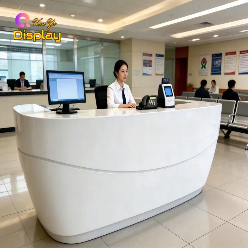 custom.Luxury Curved Bank Service Counter | Custom Reception Desk Bank & Credit Union Heavy Duty High Quality Eco-Frien