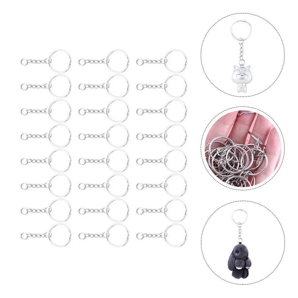 

100 Pcs Key Ring Durable Pendants Loop Chain for Keychain Making Connection Iron Holder Secure