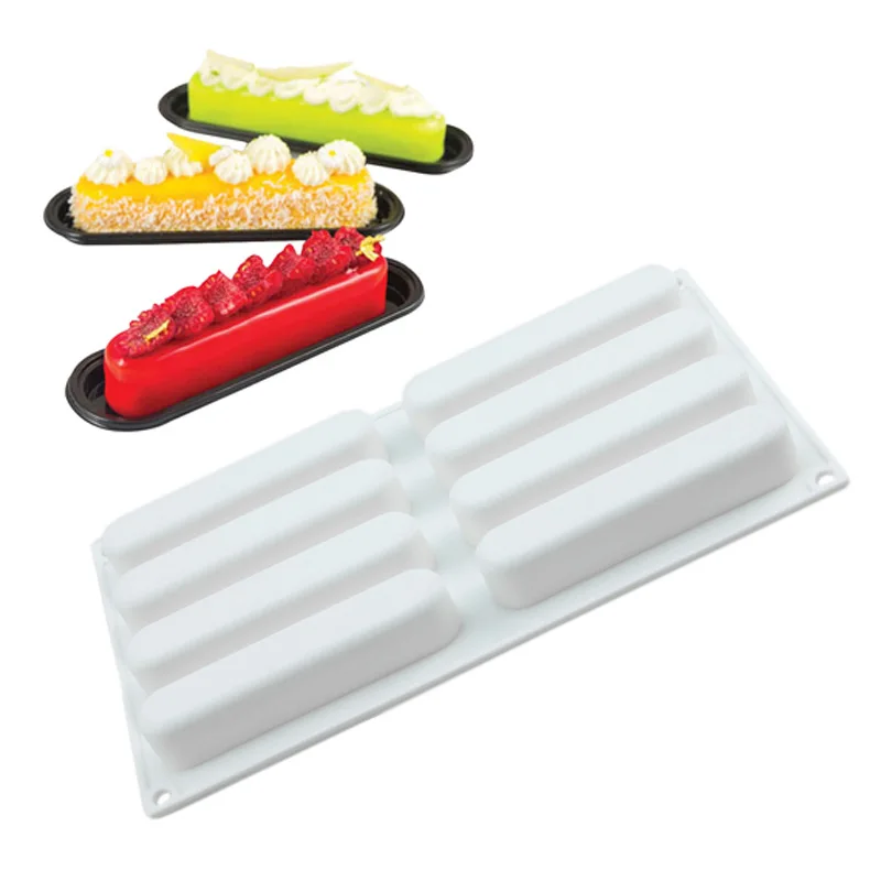 8 Grids Cylindrical Shape Silicone Cake Baking Mold for Making Sausage Chocolate Mousse Dessert Baking Decorating Tools