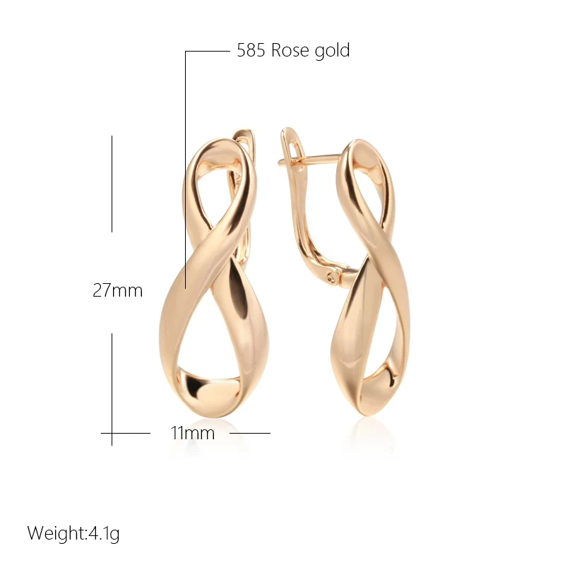 Wbmqda Simple Glossy Geometric Drop Earrings For Women 585 Rose Gold Color Jewelry Party Daily Fashion Accessories