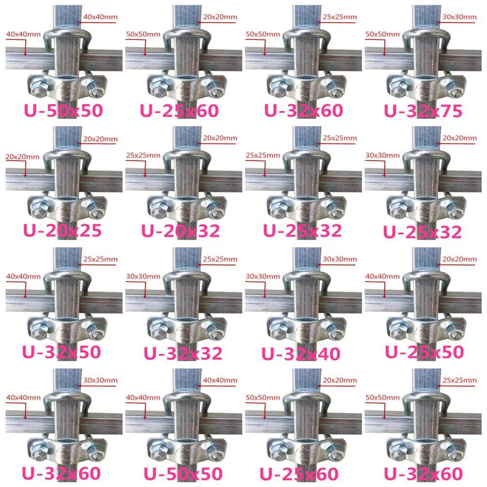 M8 Square Tube Fastener Welding Free Fixed Card Galvanized Clevis Steel Pipe Connection Clip Put Helf