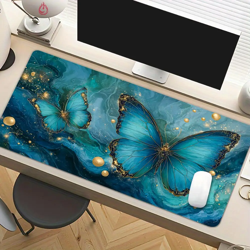 Dreamy Starry Sky Butterfly Mouse Pad Desk Mat Large Computer Office Carpet Mousepad Gamer Gaming PC Accessories Keyboard Rug
