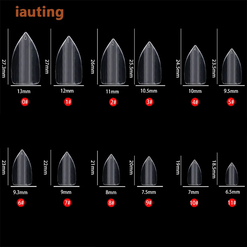 120 pçs pasta completa apontou pré-limaado dicas de unhas imprensa na extensão do prego falso natural nenhum traço para pequena cama de unhas 12 tamanhos na caixa