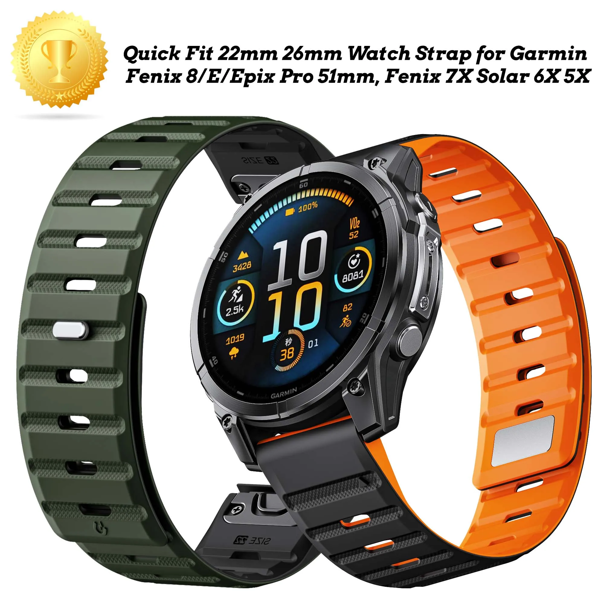 Zweifarbiges Sport-Magnet-Schnellwechsel-Uhrenarmband 22mm Ersatzband für Garmin Fenix 8 47mm Fenix 7 7Pro 6 6Pro