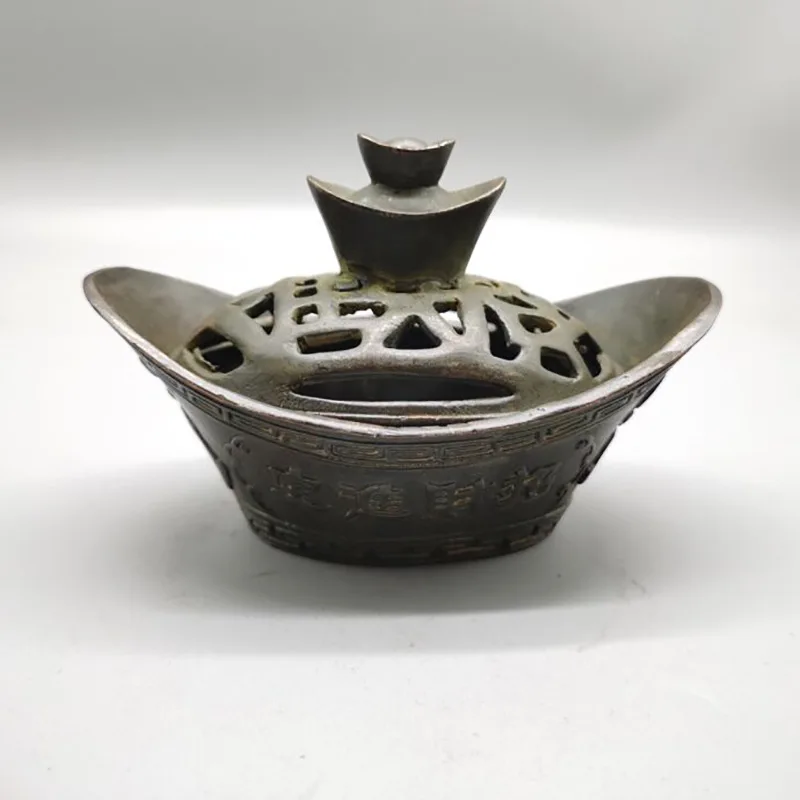 copperware, brass incense , home decoration, antique purple copper-colored ingot burner craft
