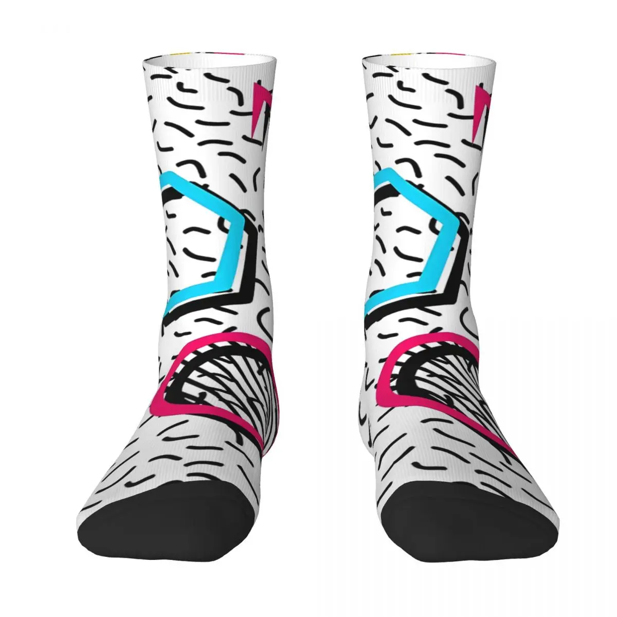 Abstract Retro Colorful Orange Blue Pink 80S Memphis Style Geometrical Pattern Socks Men Socks Personality Hip Hop Funny Sock