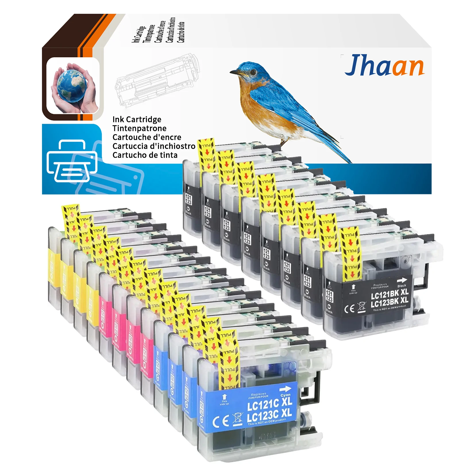 خراطيش حبر Jhaan 123XL Multipack-20P متوافقة مع خراطيش الحبر Brother LC123 MFC-J470DW MFC-J6520DW MFC-J6920DW