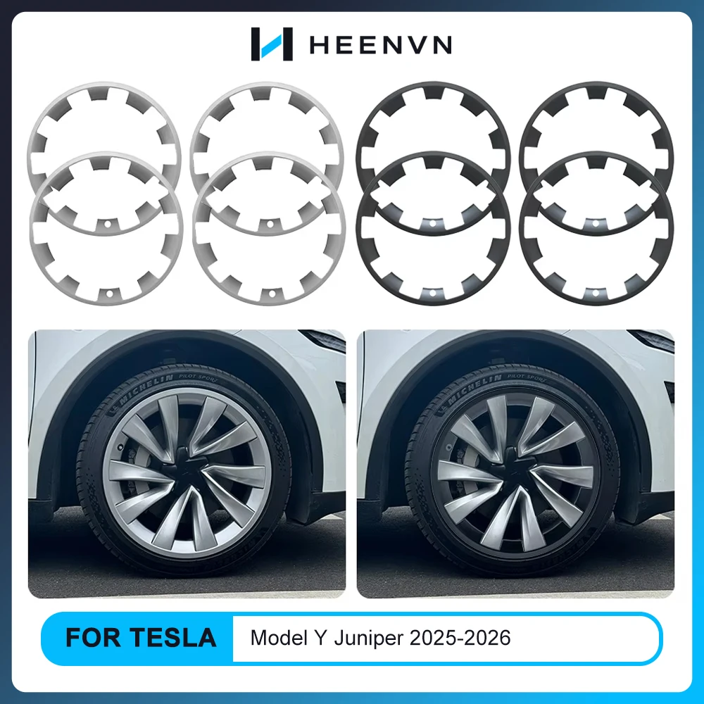 Heenvn 20-Zoll-Autofelgenabdeckung für Tesla Model Y Juniper 2025 2026 ABS-Schutz Felgenabdeckung Schutzpatch Radkappen-Zubehör