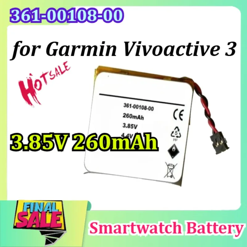 

New 361-00108-00 3.85V 260mAh for Garmin Vivoactive 3 Smartwatch Battery