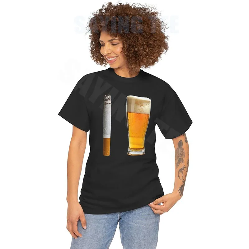 Bier- und Zigaretten-Shirt, Edgy Dank Memes Y2k T-Shirt für Damen und Herren, Neuheit, Scherzgeschenk, Humor, lustige Streetwear-Kleidung, Lifestyle – Detail 5