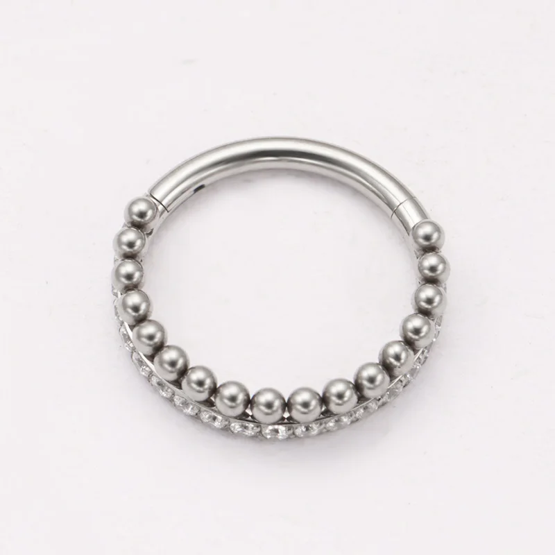 ZOOR ASTM F136 Titanium Septum Nose Rings Piercing Zircon 8/10/12mm Hoops Clicker Tragus Daith Cartilage Helix Conch Piercing
