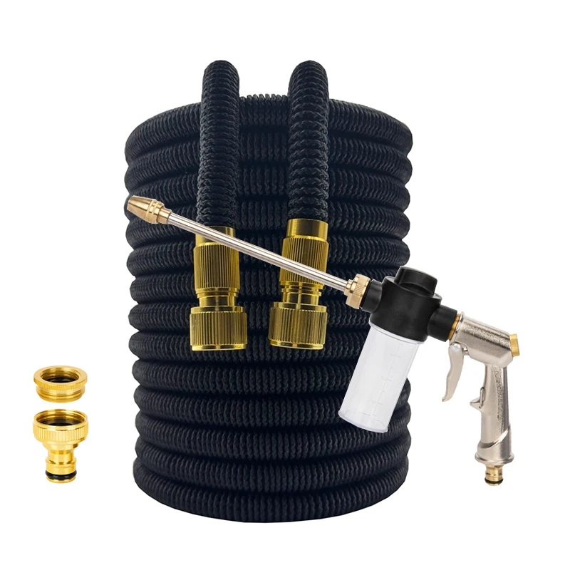 

Пенный пистолет высокого давления для мытья автомобиля, гибкий садовый шланг, расширяемый волшебный шланг 25 футов-100 футов, водопроводная труба для орошения двора