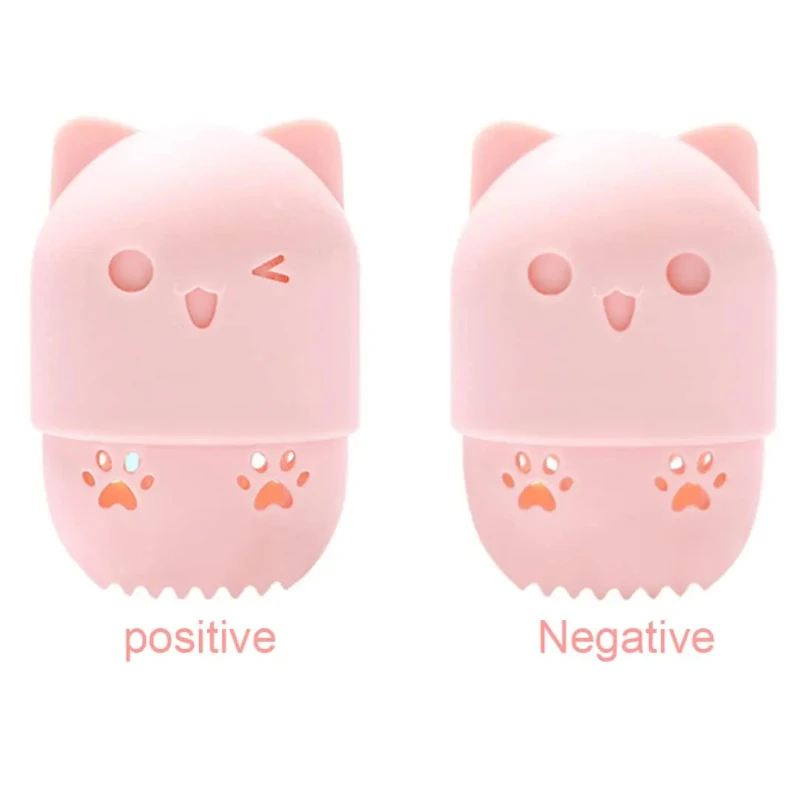 Cute Silicone Makeup Sponge Holder Cat Shaped Sponge Rack Powder Puff Case Cosmetic Blender Sponge Box Makeup Egg Drying Case