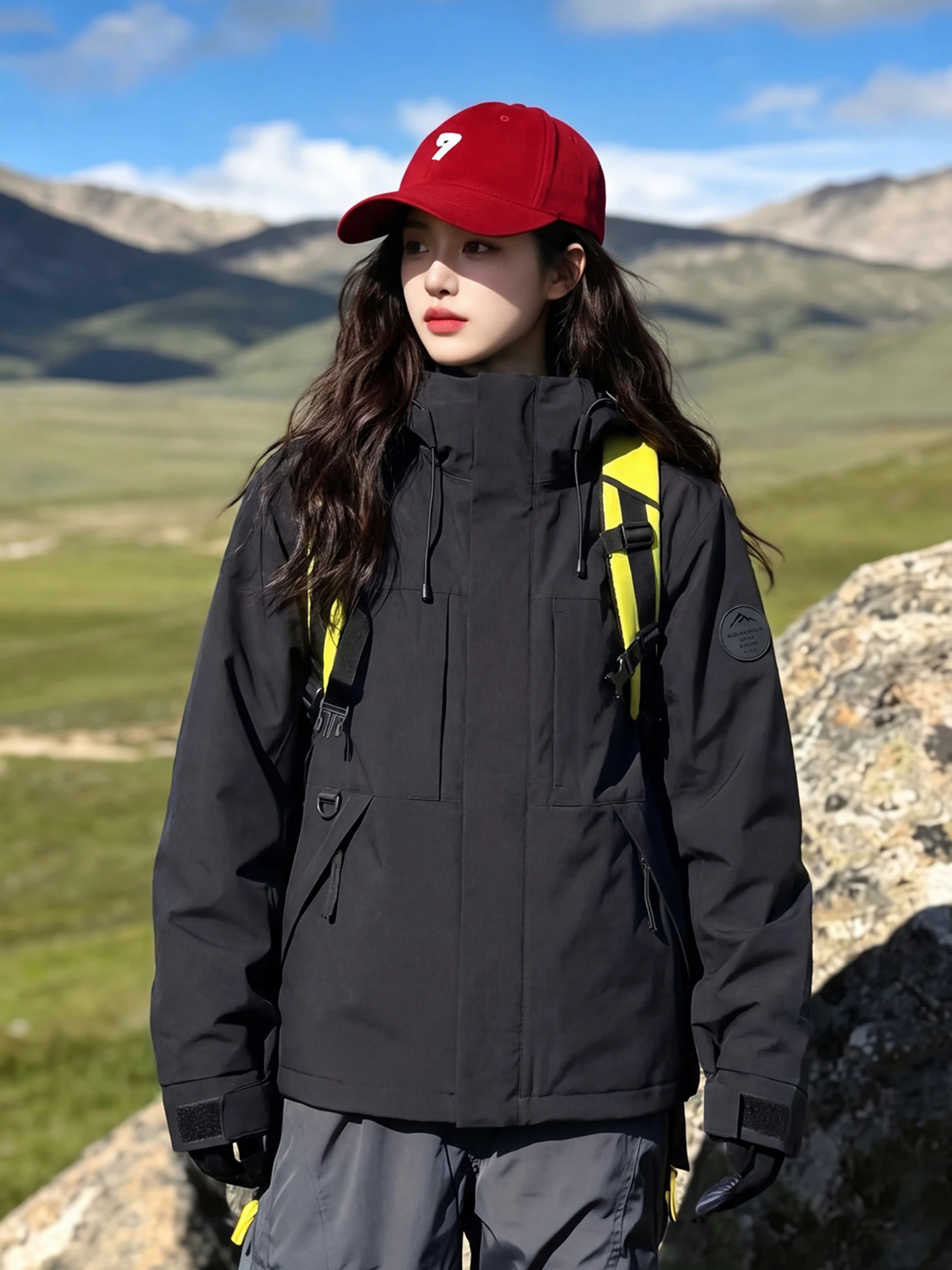 Unisex Outdoor Three-in-One Warmth Windproof Cold-resistant Loose Fit Hooded Jacket Coat Youth Trendy Style Long Sleeve Zippe...