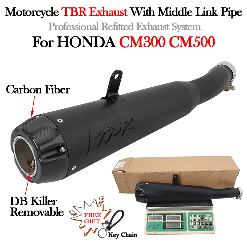 

For HONDA CM300 CM500 CM 300 500 Motorcycle TBR Exhaust With Middle Link Pipe Modify Escape Moto Muffler DB Killer Vintage Bike