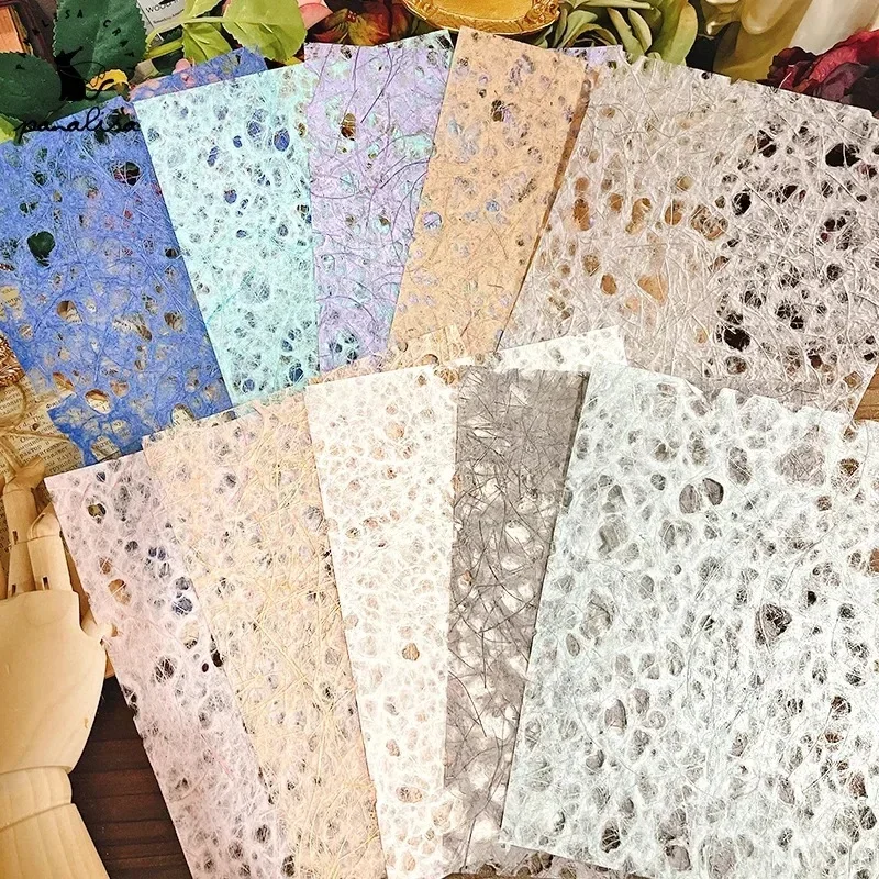 10 Sheets A5 Creative Hollow Multicolor Special Material Paper Pack Memo Pad DIY Journal Background Notes Papers Stationery