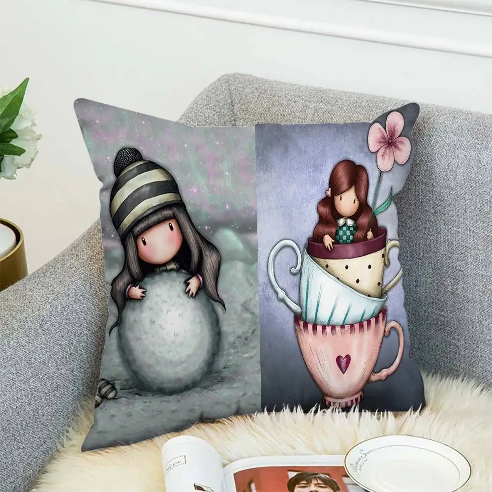 

S-Santoro Girl G-Gorjuss Pillow Case Double-Sided Printing Cushion Cover 45x45 Decorative Cushions Sofa Home Decor Soft Pillowca