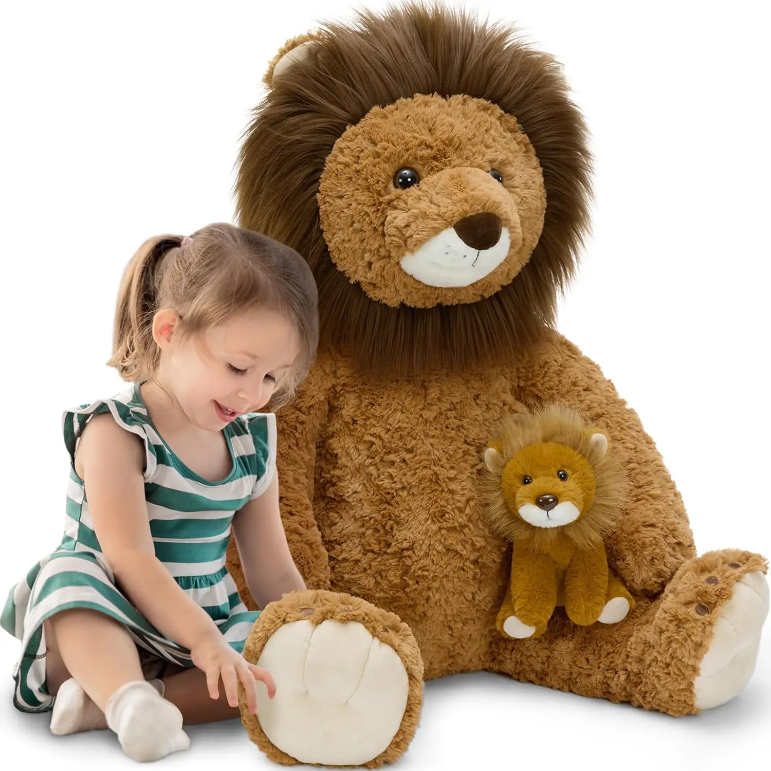 

Большая плюшевая игрушка-лев, 2 шт., гигантские реалистичные львы для объятий, мягкие крупногабаритные плюшевые игрушки для подарков