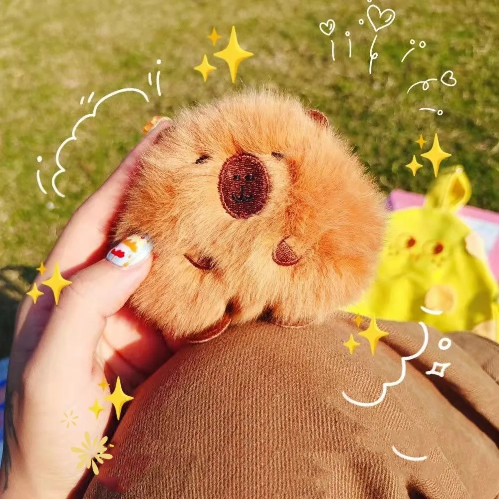 Kawaii Cartoon Capybara Plush Keychain Soft Stuffed Toys Capybara Pendant Schoolbag Accessories Mini Car Key Ring