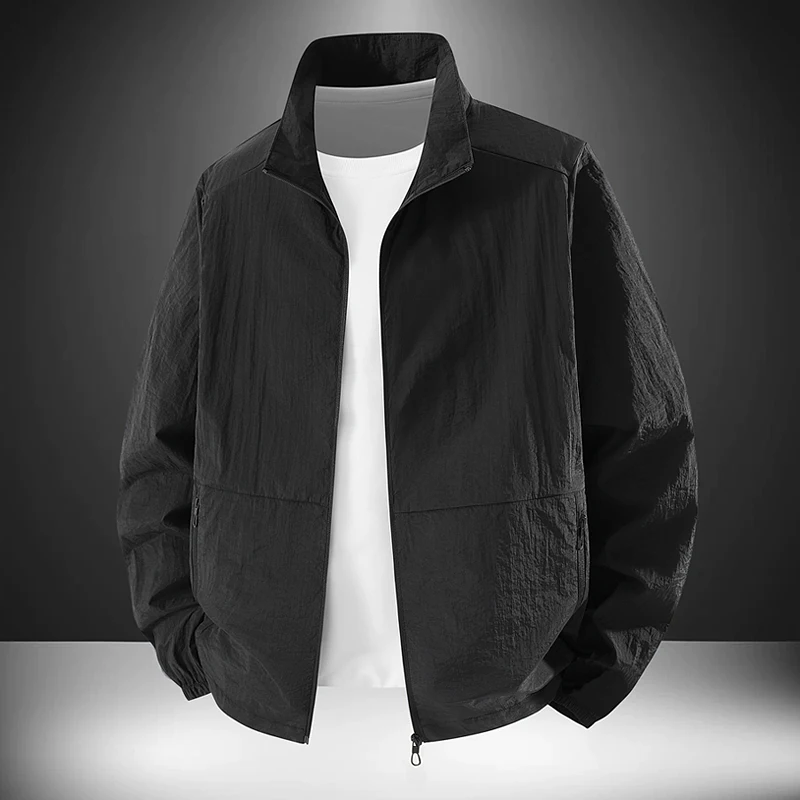 Outdoor Men's Ultra-thin Quick Dry Jacket Summer Korean Version Stand-up Collar Sunscreen Coats Men UV-proof Top Skin Clothing view 3