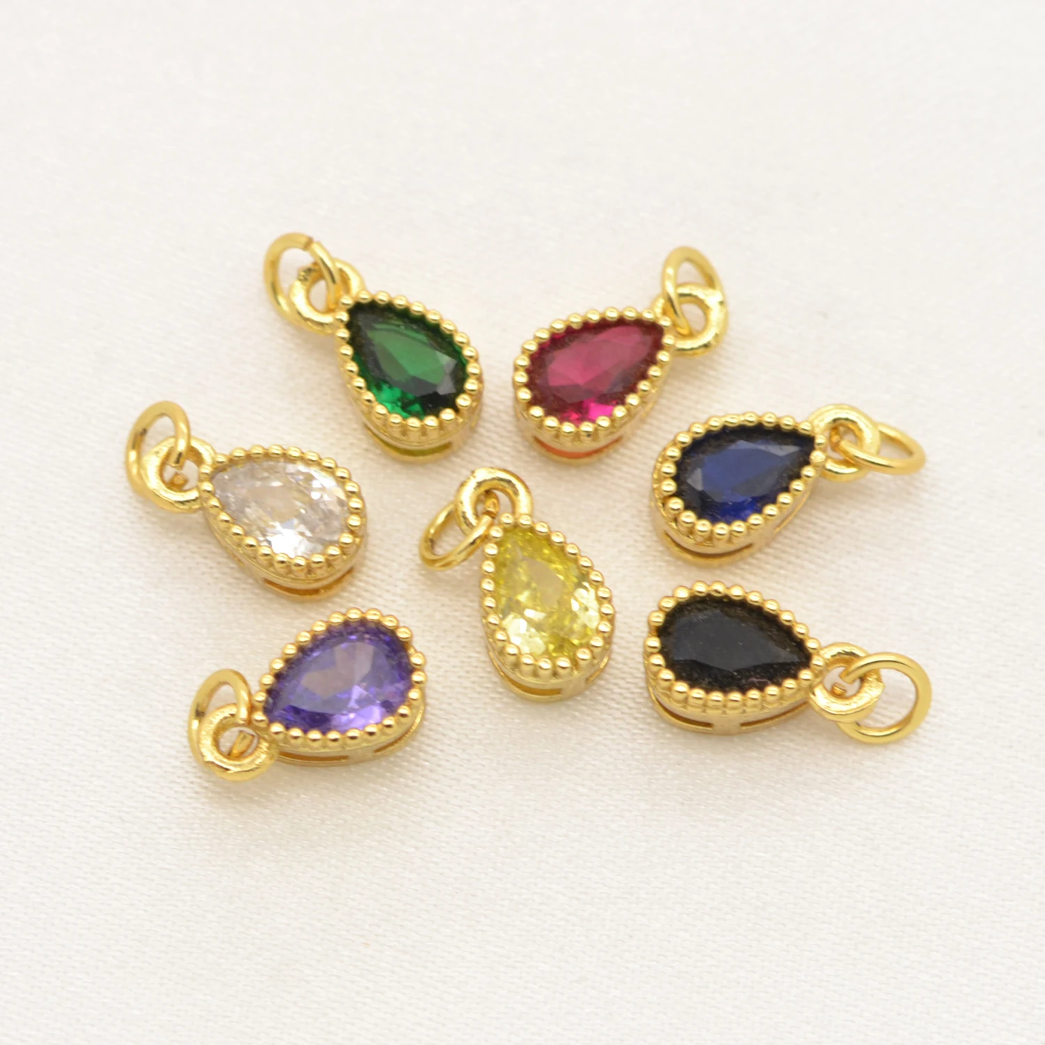 

10 Pcs Color Water Drop Zircon Fashion Pendants for Women DIY Jewelry Making Fit Charm Beads Bracelet Necklace DIY Crafts Parts