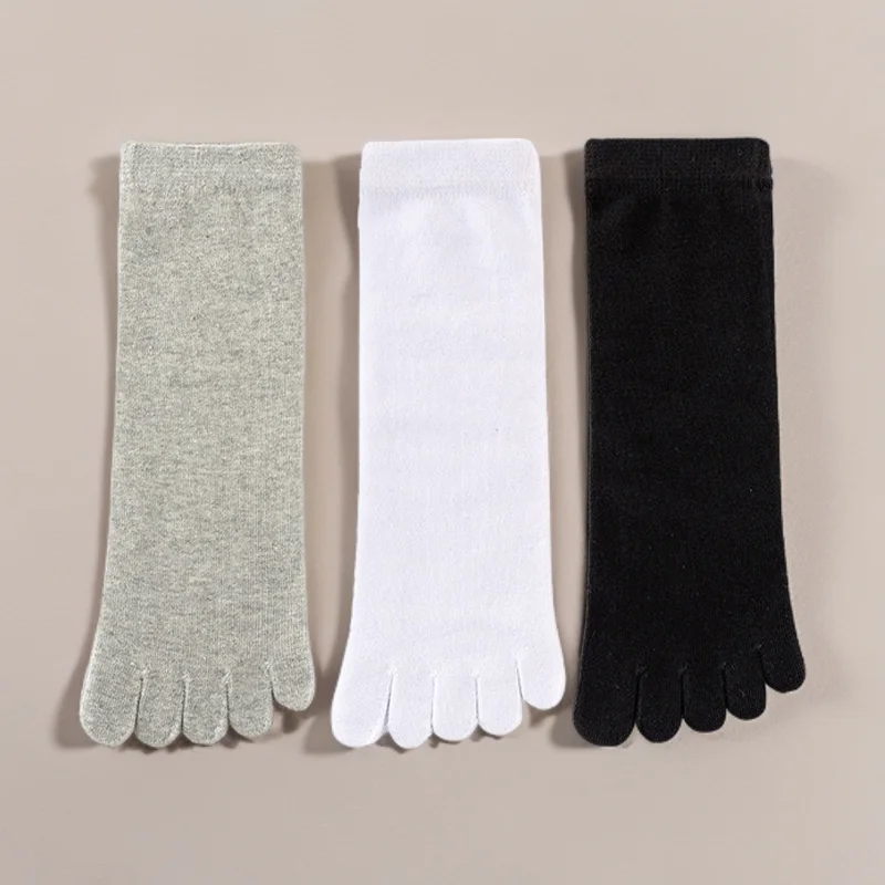 1/3 Pairs Uni Toe Socks Men Women Five Fingers Socks Straight Breathable Sports Running Solid Color Black White Grey Soks