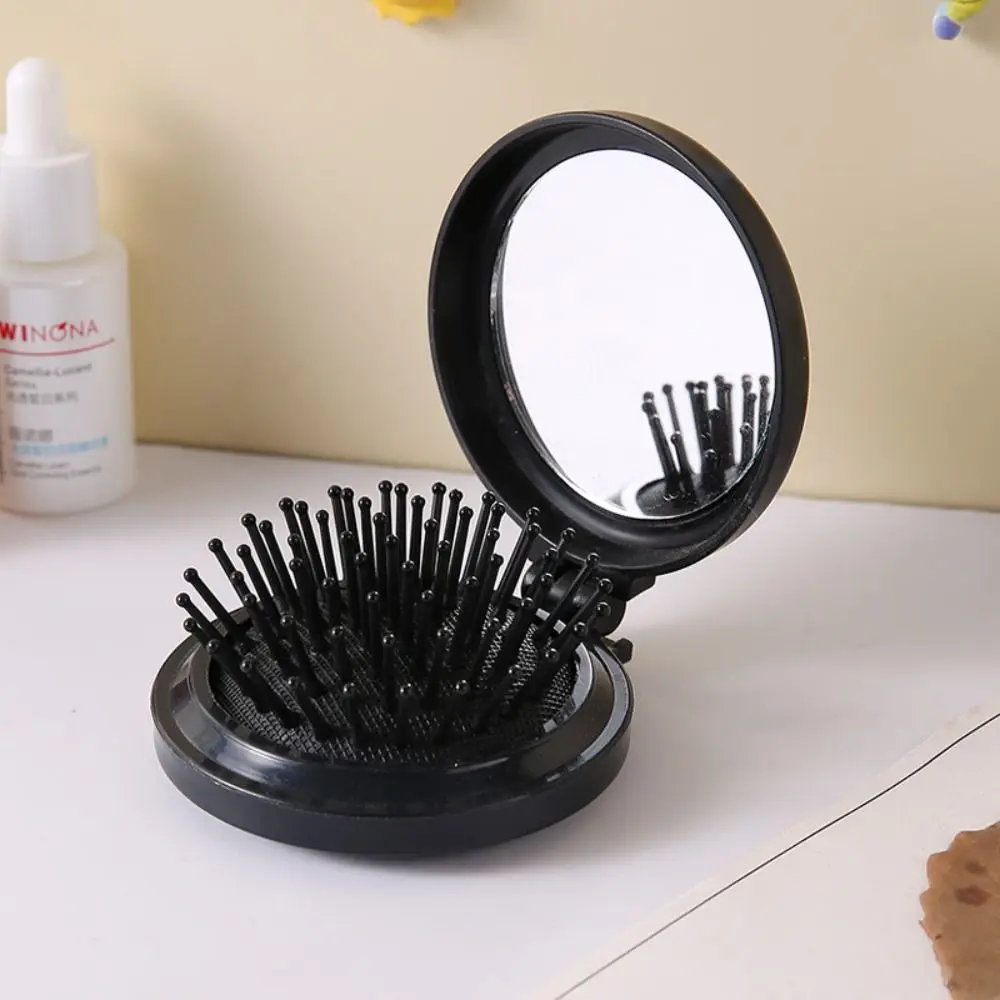 Small Size Hair Comb with Folding Mirror Traveling Portable Massage Folding Comb Women Girl Hair Brush with Mirror Styling Tools