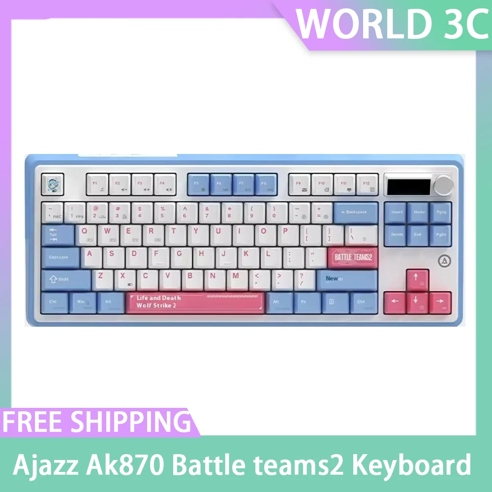 

Ajazz Ak870 Battle Teams2 Mechanical Keyboard Wireless Three-Mode Keyboard Hot Swap Rgb Custom Keyboard For Computer Accessories