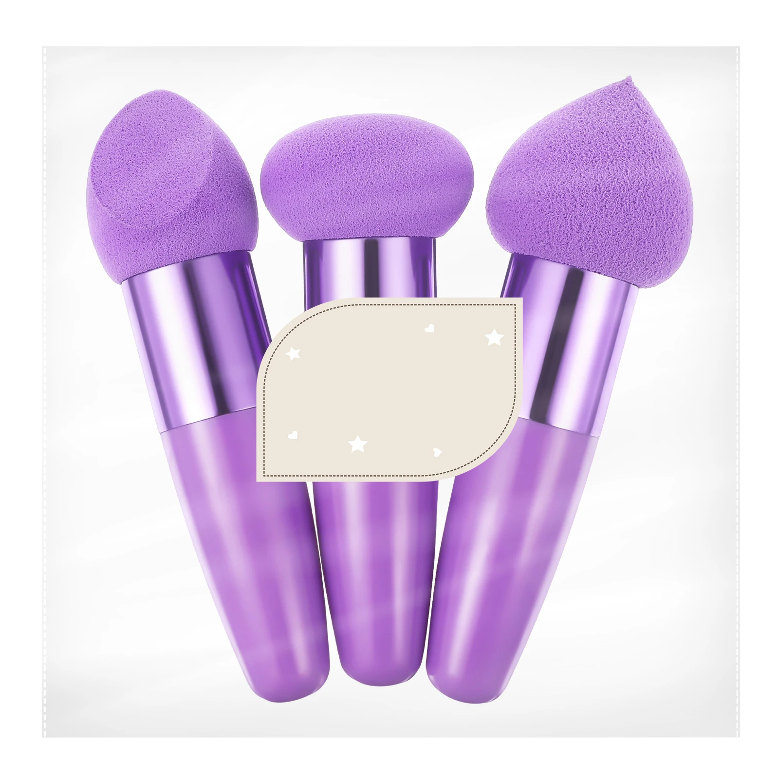 3 قطع من إسفنجات المكياج بمقبض كريم الأساس وإسفنجة مكياج مدمجة للسفر وإسفنجة مكياج إسفنجة مكياج