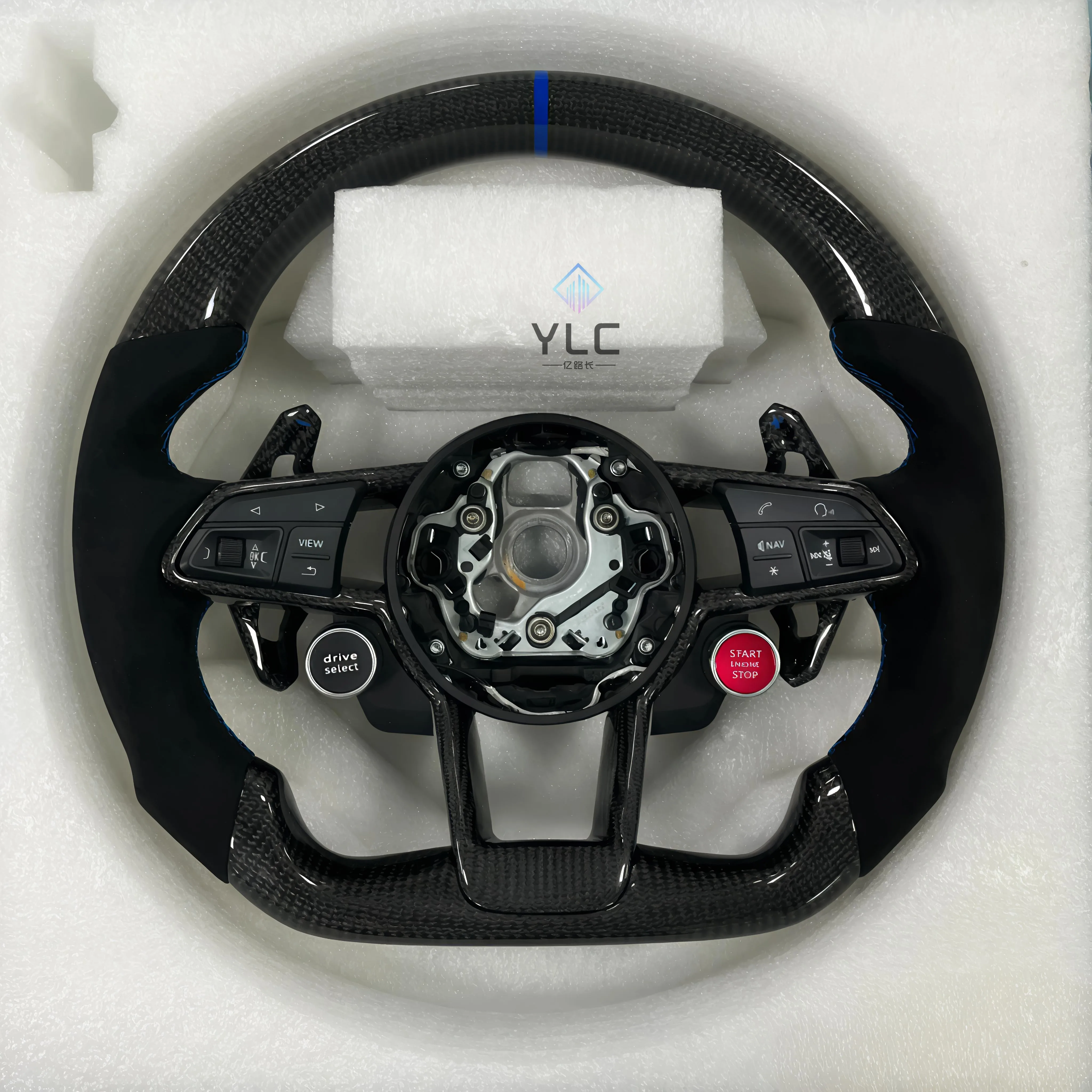 Half  Carbon Fiber Paddle LED Steering Wheel for Audi TT R8 A4 A5 B8 B9 S4 RS6 A6 C7 RS Q5 Q6 Without airbags view 5
