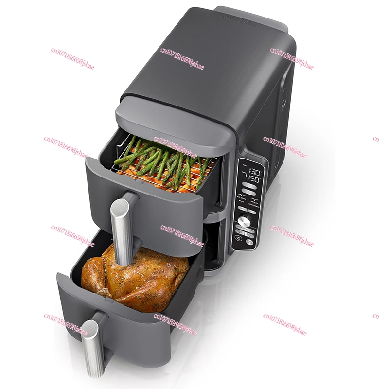 6 in 1 Air Fryer 2 Baskets Cooking 4 Foods 8/10Qt 1690W