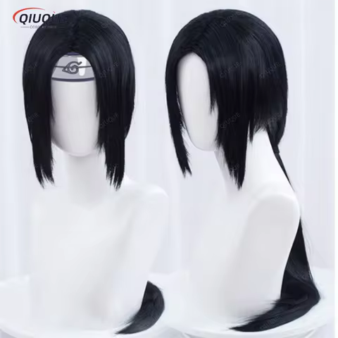 Anime Uchiha Itach Cosplay Wig Long Straight Black Heat Resistant Synthetic Hair Party Role Play Wigs + WigCap